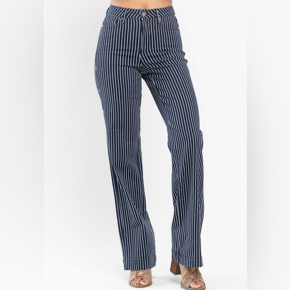 Tummy Control Striped Straight Fit Jeans-Judy Blue